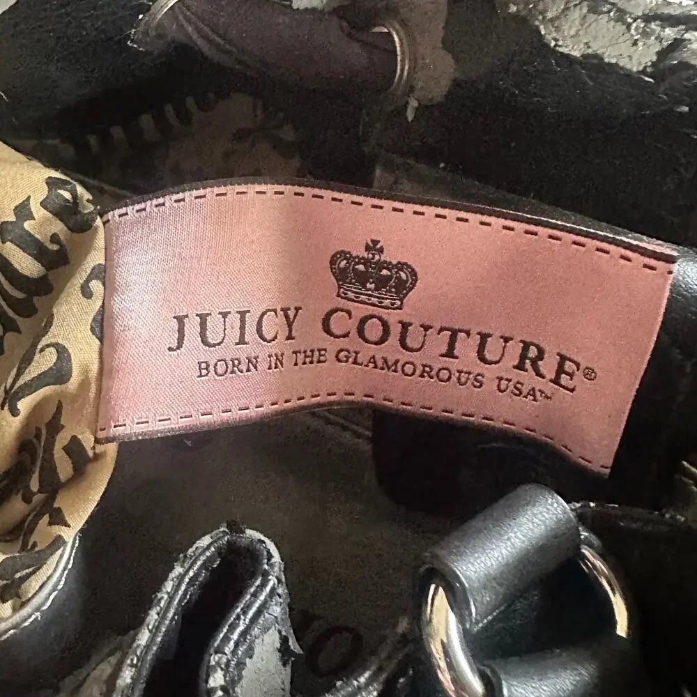 Vintage Y2K Juicy Couture Black Velour Daydreamer Bag